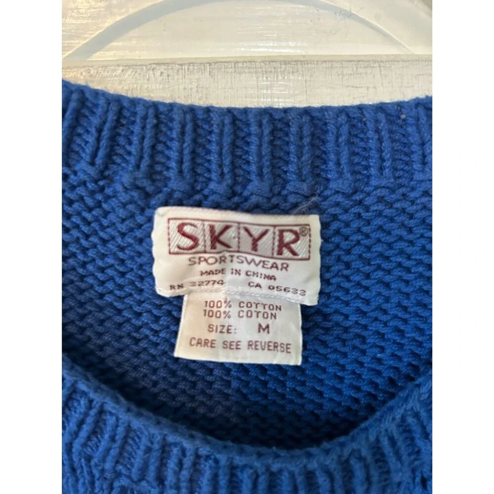 SKYR Cobalt Blue Textured Cable-Knit Sleeveless Sweater Vest Size M